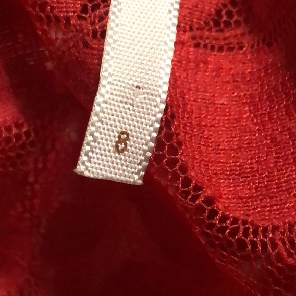 Free People Red Floral Lace Mesh Dress size 8 - Picture 13 of 16
